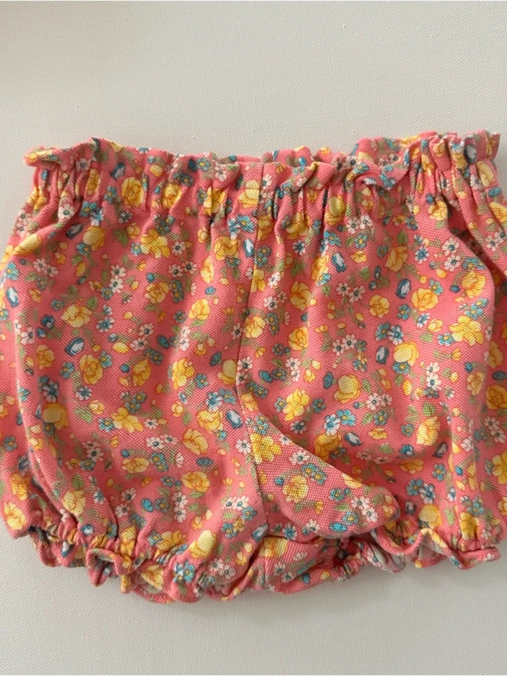 Ralph Lauren 9 Months Baby Girl Yellow Top Pink Floral Bloomers Set Outfit